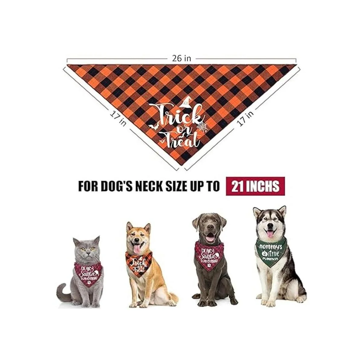 Paquete de 3 bandana de Halloween para perro triángulo_2