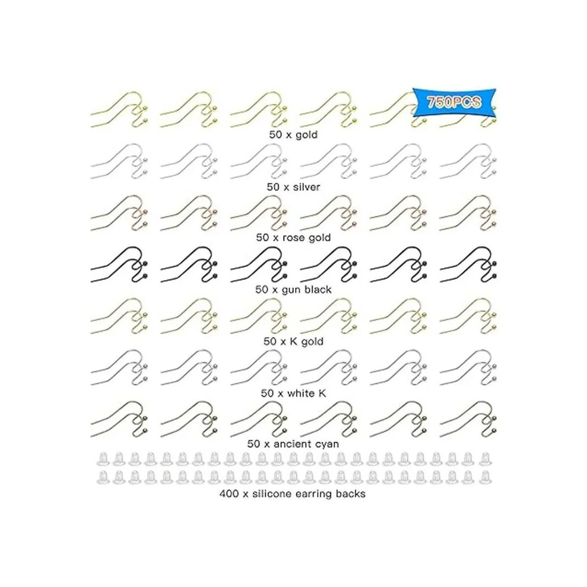 350 ganchos franceses para pendientes con 400 piezas de_2