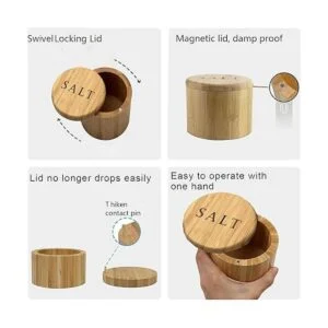 Salero caja de sal de bambú recipiente de sal con_3