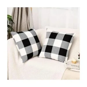 Tosewever Juego de 2 fundas de almohada a cuadros de_4