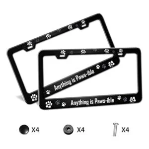 Paquete de 2 marcos de matrícula con estampado de pata de_2