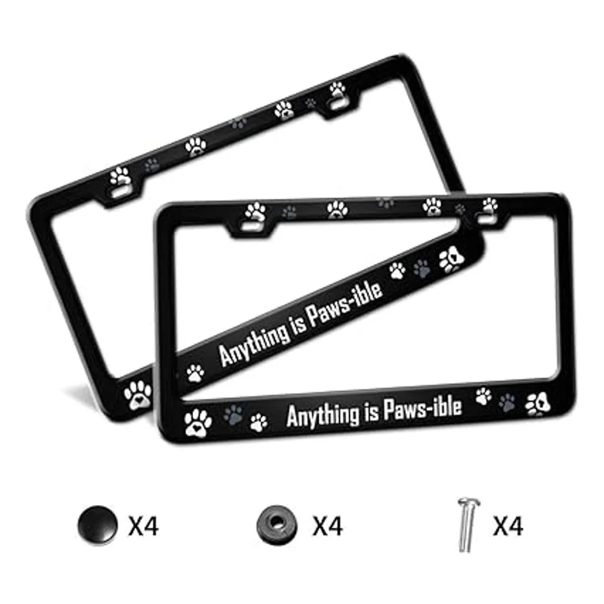 Paquete de 2 marcos de matrícula con estampado de pata de_2