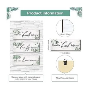 3 piezas de madera de eucalipto cartel de pared bendice_2