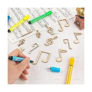AUEAR Paquete de 60 notas musicales de madera mini notas_3