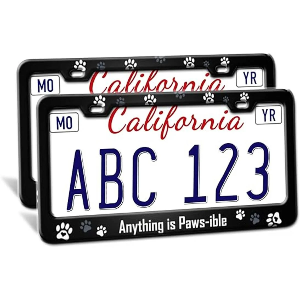 Paquete de 2 marcos de matrícula con estampado de pata de_1