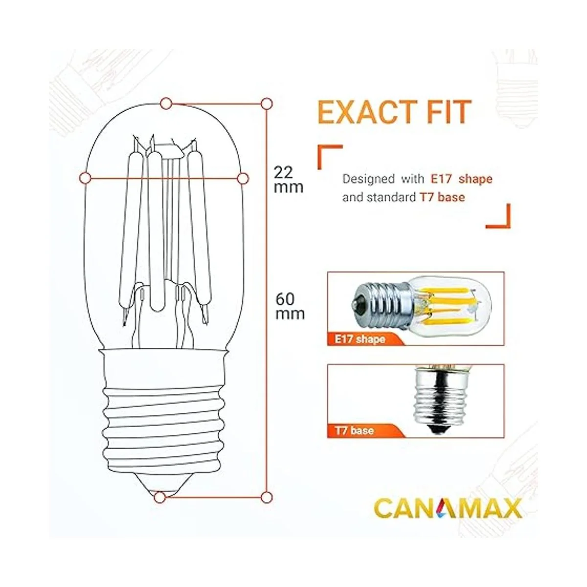 Canamax Bombilla LED T7 E17 2 W 120 V paquete de 3_3