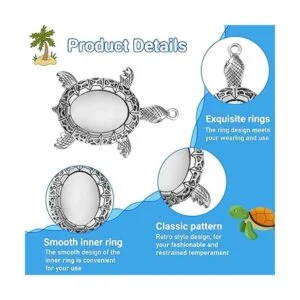 40 piezas de dijes de tortuga de plata antigua incluye 20_3