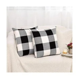 Tosewever Juego de 2 fundas de almohada a cuadros de_2