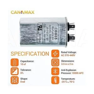 Canamax Condensador de arranque ovalado CBB65 de alta_3