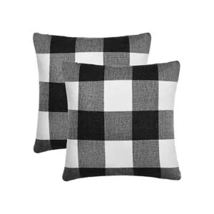 Tosewever Juego de 2 fundas de almohada a cuadros de_1