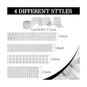 4 rollos de 8 yardas con forma de flor de diamantes de_2