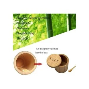Salero caja de sal de bambú recipiente de sal con_2