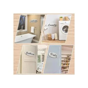 3 letreros de baño de casa de campo decoración de pared_2