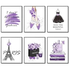 HoozGee Pósteres de maquillaje morados impresiones_1