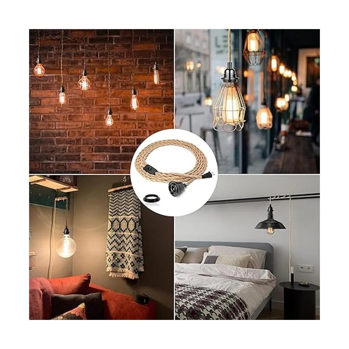 Lámpara colgante enchufable cable de luces colgantes de_2