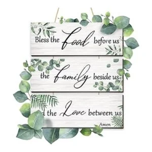 3 piezas de madera de eucalipto cartel de pared bendice_3