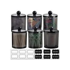 Paquete de 6 tarros de boticario Qtip para baño con_1