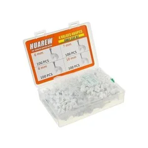 HUAREW 4 tamaños de 400 clips de acero de plástico blanco_2