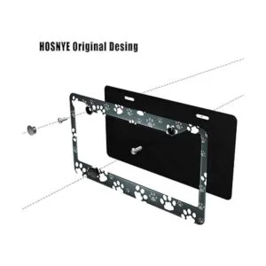 HOSNYE Marco de placa de matrícula con estampado de pata_3