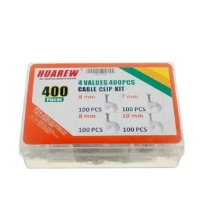 HUAREW 4 tamaños de 400 clips de acero de plástico blanco_3