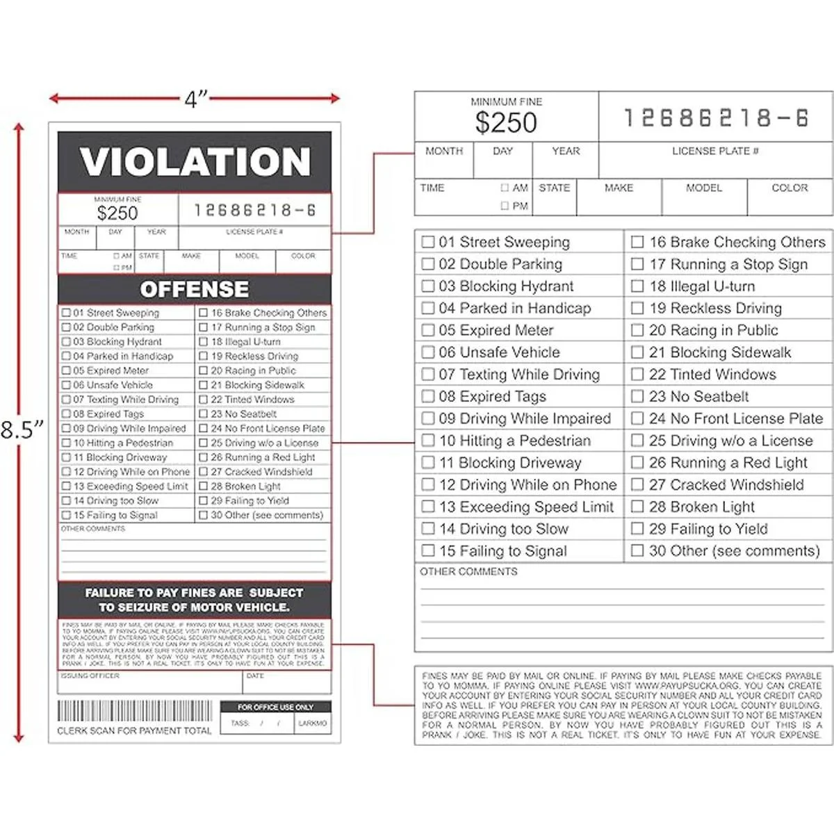 Broma de boletos de estacionamiento falsos cantidad 25_3