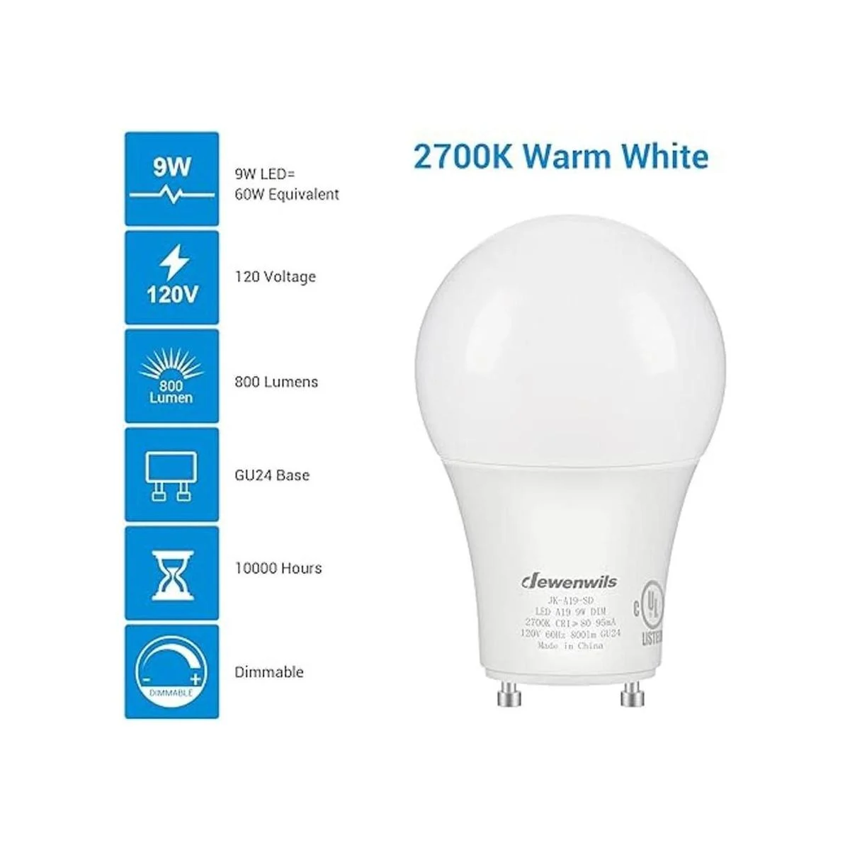 DEWENWILS Bombilla LED GU24 equivalente a 60 W bombillas_3