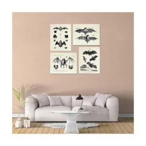 4 piezas de decoración de pared de murciélagos arte de_3