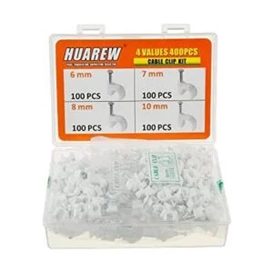 HUAREW 4 tamaños de 400 clips de acero de plástico blanco_1