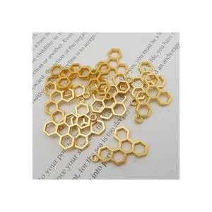 Paquete de 40 colgantes de aleación de metal dorado con_3