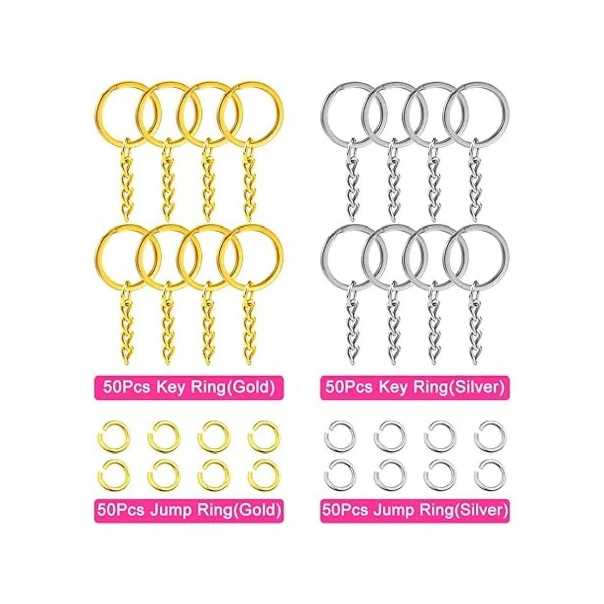 Juego de 200 anillos planos para llavero 50 anillos_2
