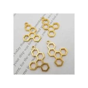 Paquete de 40 colgantes de aleación de metal dorado con_4