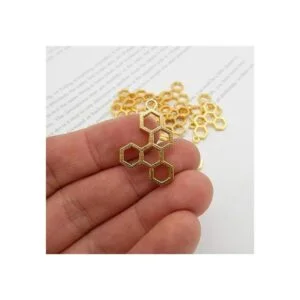 Paquete de 40 colgantes de aleación de metal dorado con_5