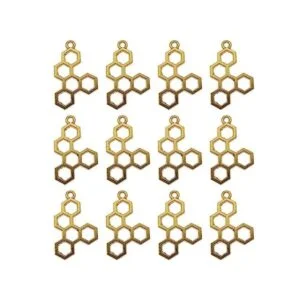 Paquete de 40 colgantes de aleación de metal dorado con_1