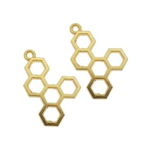 Paquete de 40 colgantes de aleación de metal dorado con_2