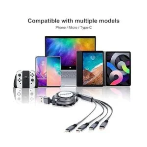 SDBAUX Retractable Multi USB Charging Cable 3A 4 in1 Fast_5