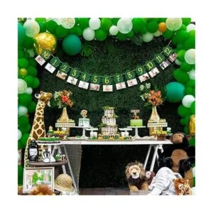 Bandera tropical de 12 meses de hoja 1er cumpleaños con_6