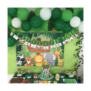 Bandera tropical de 12 meses de hoja 1er cumpleaños con_4