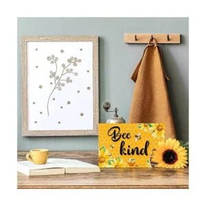 Jetec 2 piezas de letrero de madera feliz de abeja_7