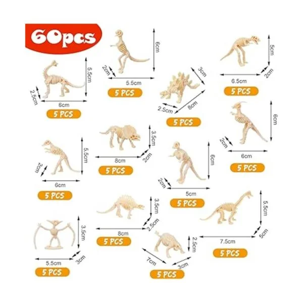 60 piezas de esqueleto de dinosaurio figuras surtidas_3