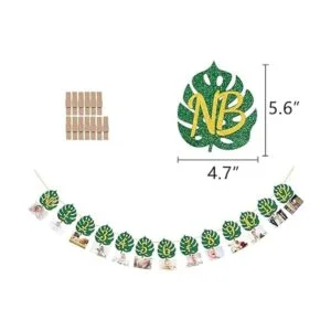 Bandera tropical de 12 meses de hoja 1er cumpleaños con_2