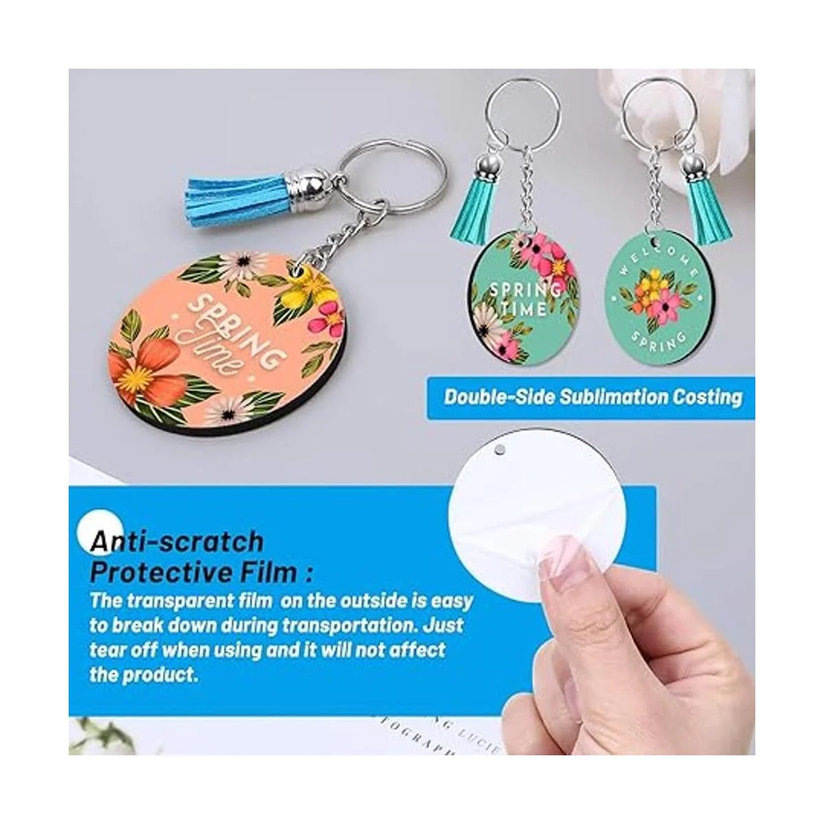 Llaveros en blanco de sublimación 80 unidades etiquetas_5