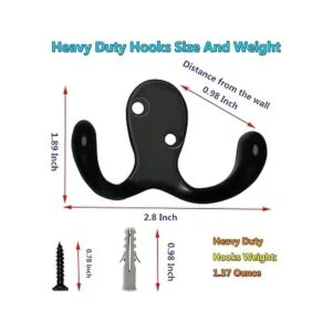 3 ganchos de doble punta negros para baños ducha montada_2