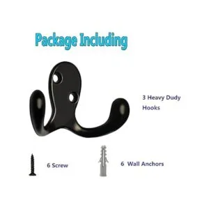 3 ganchos de doble punta negros para baños ducha montada_3