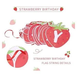 Banner de feliz cumpleaños de fresa con diseño de bayas_5