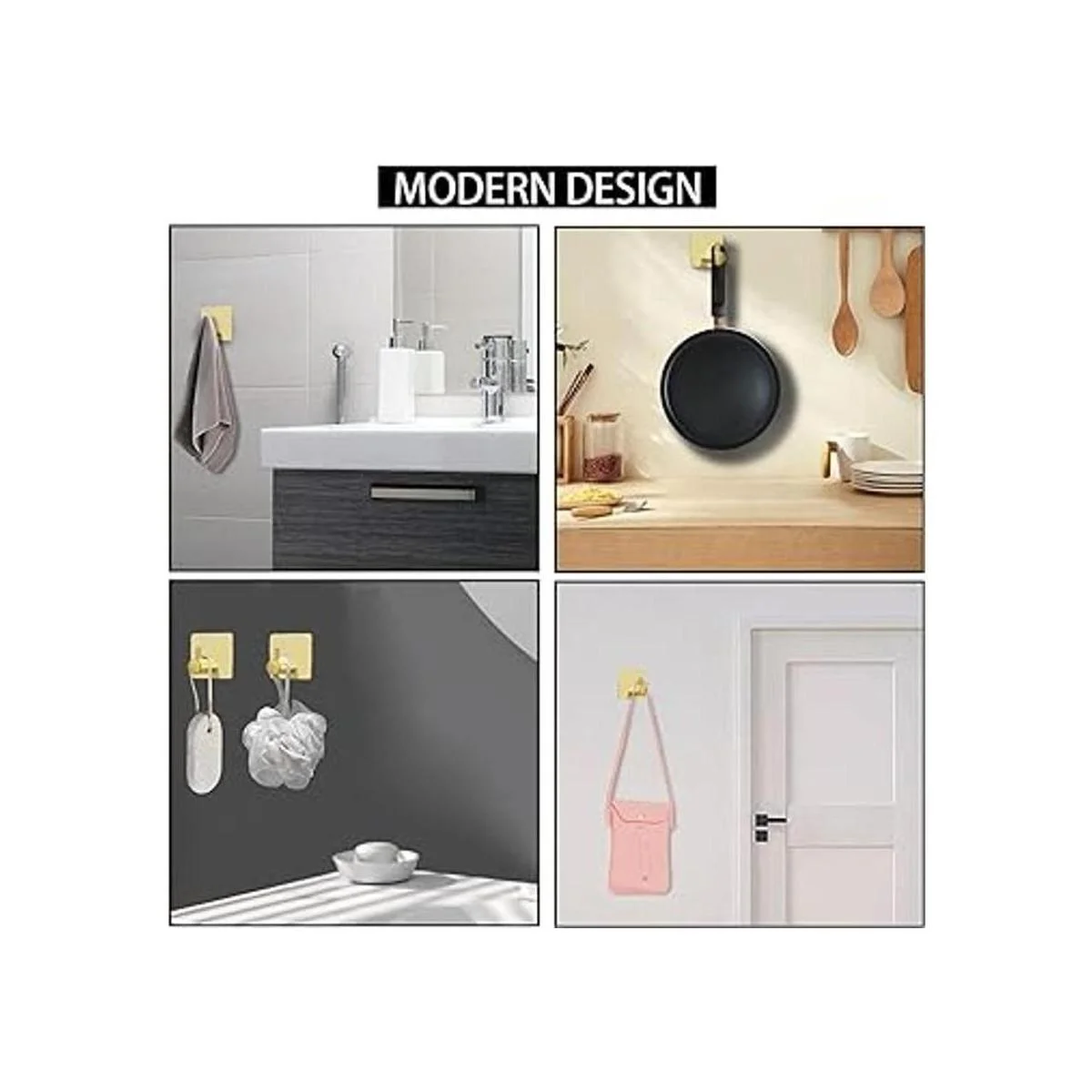 BIOMOTY Ganchos adhesivos dorados paquete de 4 ganchos de_5