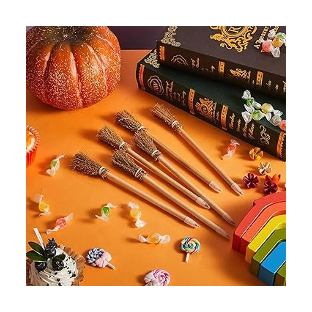 12 lápices de escoba de bruja para Halloween lápices de_4