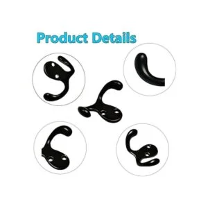 3 ganchos de doble punta negros para baños ducha montada_6