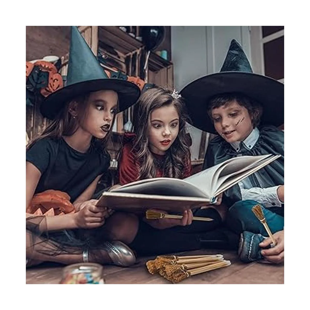 12 lápices de escoba de bruja para Halloween lápices de_5