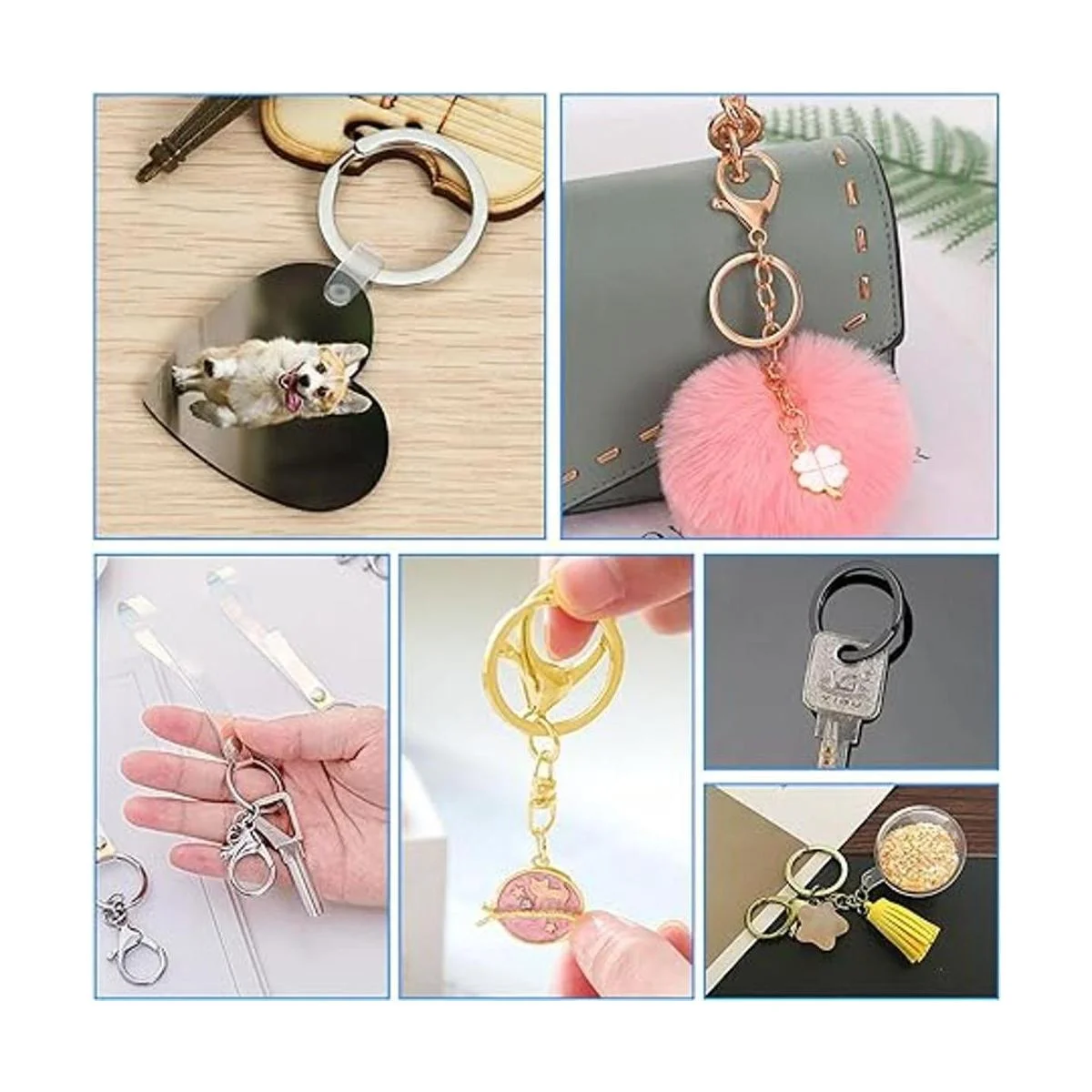 60 anillos planos de metal llavero anillo redondo plano_4