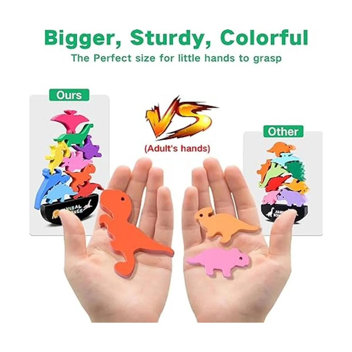 FFTROC Juguetes de dinosaurio apilables de madera para_5